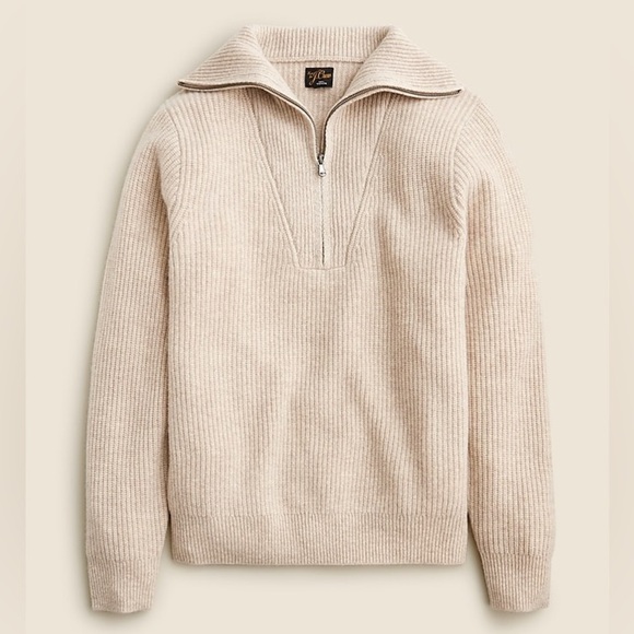 Banana Republic Ribbed Half-Zip Knit Pullover Sweater NWT Retired Style Tan - Picture 1 of 6